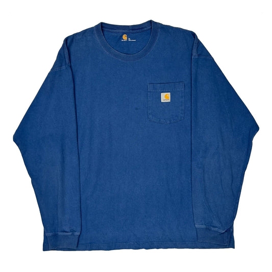 Carhartt Long Sleeve T-Shirt - XL Blue Cotton