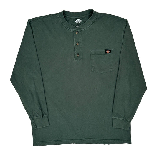 Vintage Dickies Long Sleeve T-Shirt - Large Green Cotton