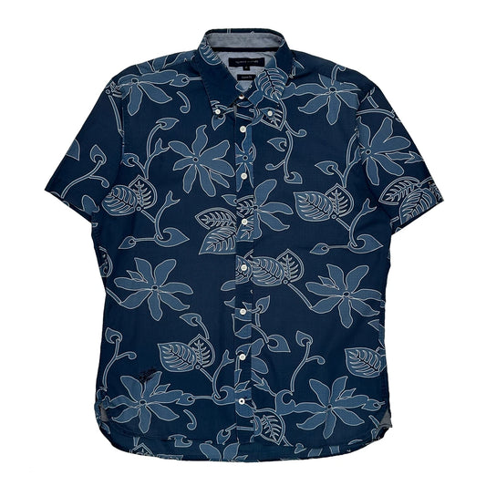Tommy Hilfiger Floral Hawaiian Shirt - Medium Blue Cotton