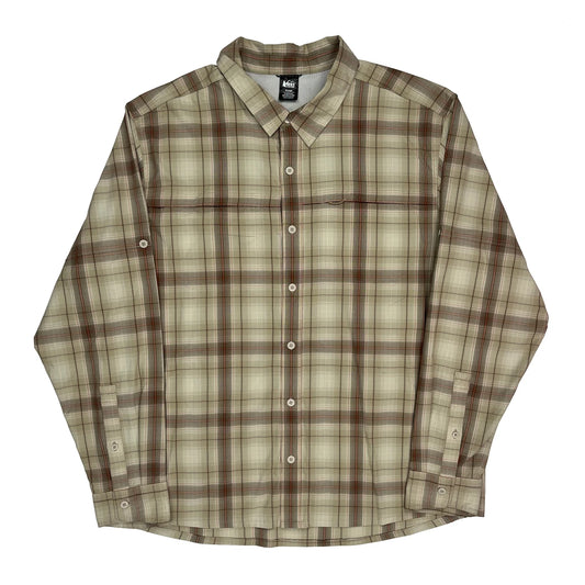 Rei Checked Shirt - XL Beige Polyester