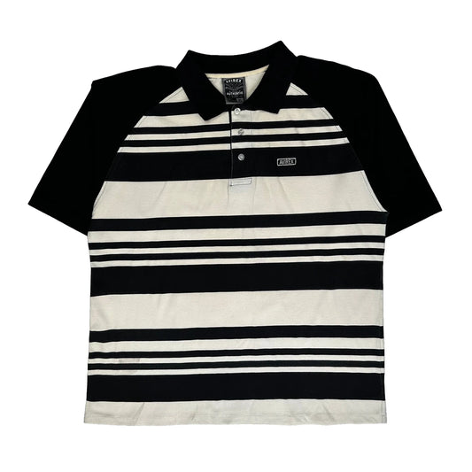 Avirex Striped Polo Shirt - XL Black & White Cotton
