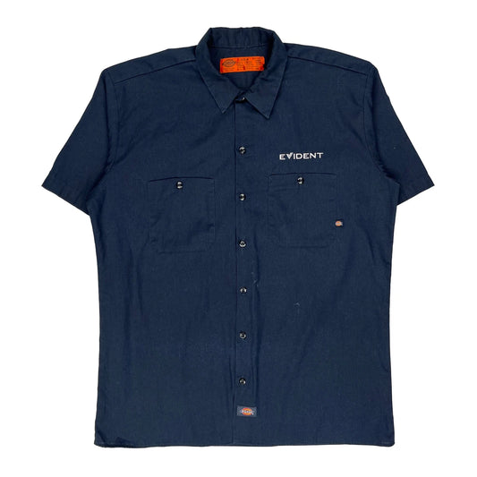 Dickies Short Sleeve Shirt - Large Navy Polyester Blend