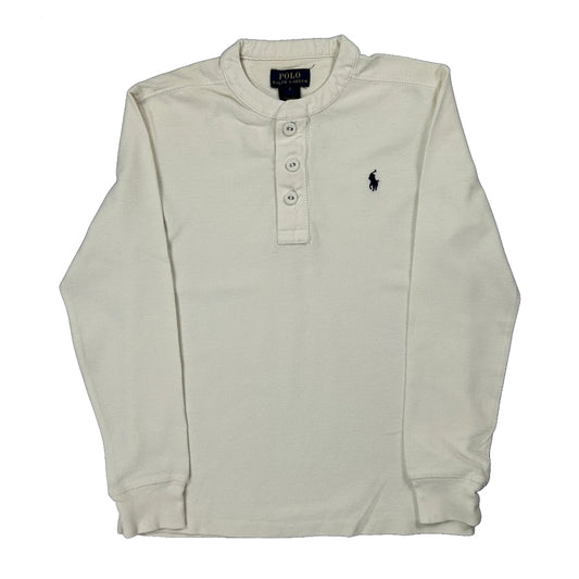 Age 7 Polo By Ralph Lauren Long Sleeve T-Shirt - Medium Cream Cotton