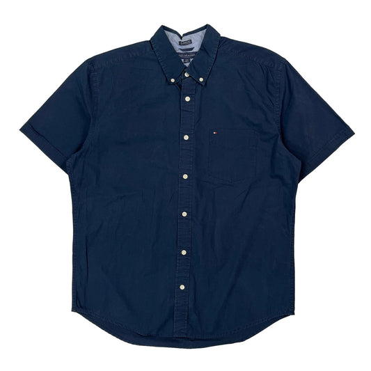 Tommy Hilfiger Short Sleeve Shirt - Large Blue Cotton