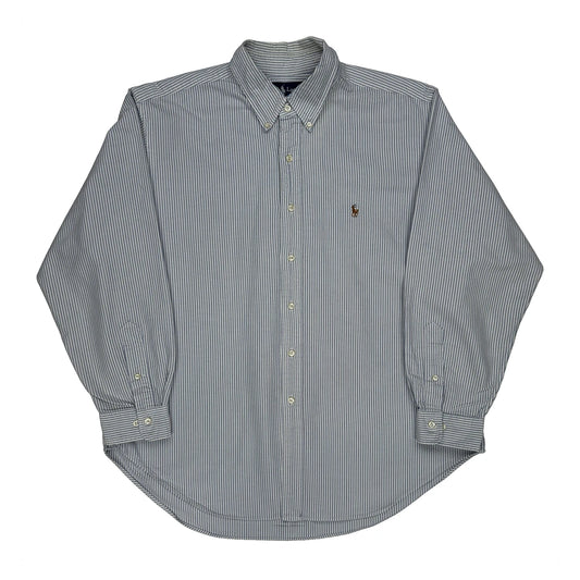 Vintage Ralph Lauren Striped Shirt - XL Blue Cotton
