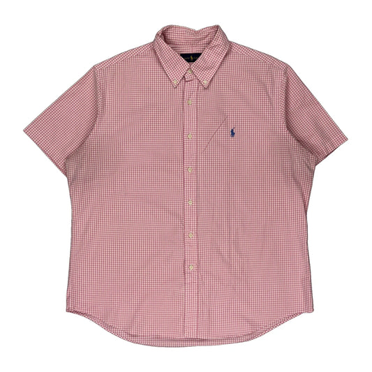 Ralph Lauren Checked Short Sleeve Shirt - XL Pink Cotton