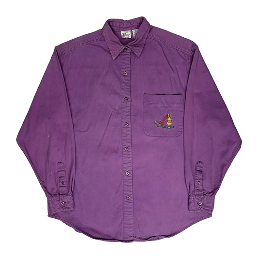 Seven Dwarfs Embroidery Disney Cartoon Shirt - Large Purple Cotton
