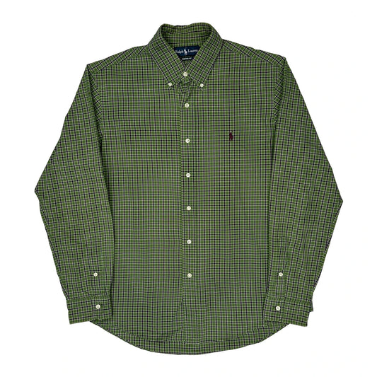 Custom Fit Ralph Lauren Checked Shirt - Large Green Cotton