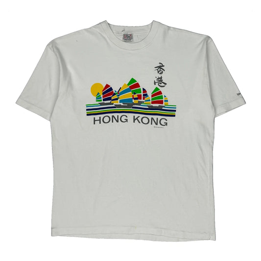 Hong Kong Design Pim Sum Shirts Single Stitch T-Shirt - XL White Cotton