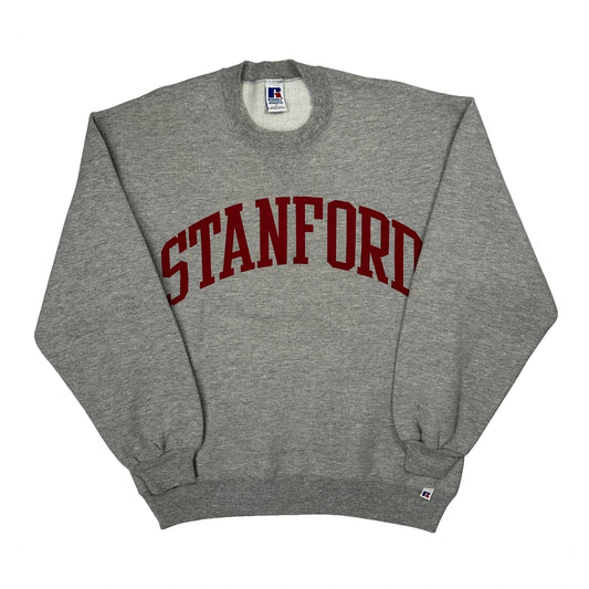 Made In USA Russell Athletic College Sweatshirt - Large Grey Cotton