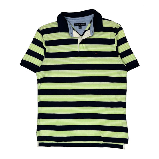 Tommy Hilfiger Striped Polo Shirt - Medium Green Cotton