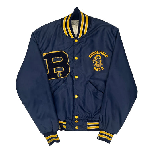 Brook Field Band Delong Made In USA Varsity Jacket - Small Blue Nylon