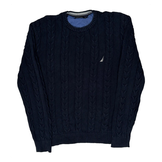 Vintage Nautica Jumper - XL Navy Knitted