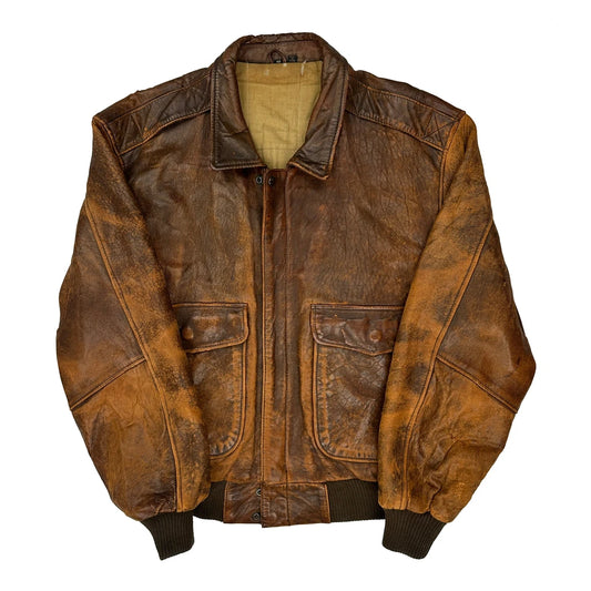 Unbranded A2 Flight Leather Jacket - Large Brown Leather