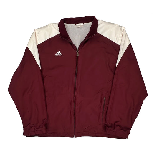 Adidas Track Jacket - Large Burgundy Polyester