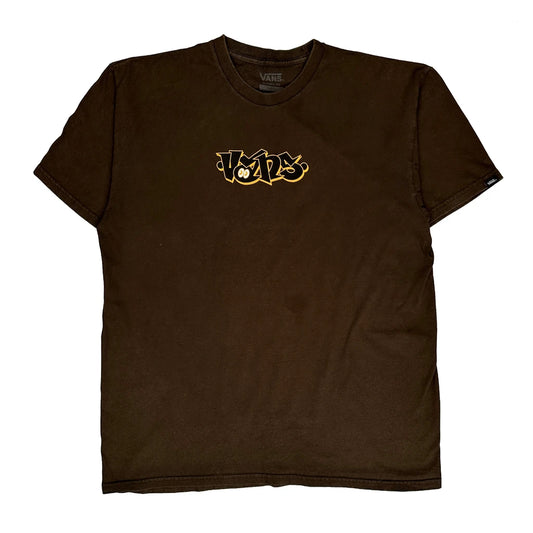 Vans Spellout T-Shirt - Large Brown Cotton