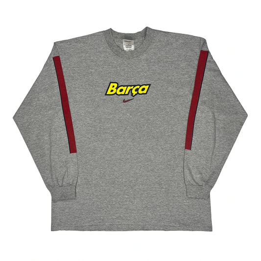 Fc Barcelona Nike Graphic Long Sleeve T-Shirt - XL Grey Cotton