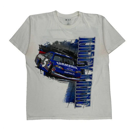 Farmers Insurance Nascar Graphic T-Shirt - Large White Cotton