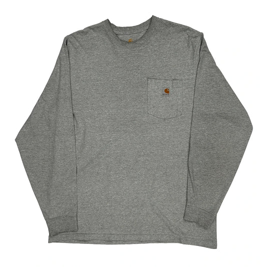 Carhartt Long Sleeve T-Shirt - Large Grey Cotton