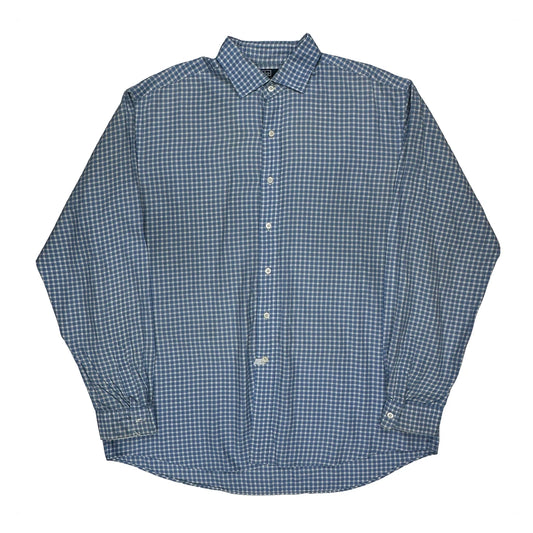 Westerton Fine Two-Ply 100'S Polo By Ralph Lauren Checked Shirt - XL Blue Cotton