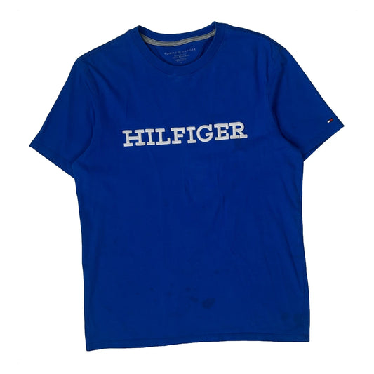 Regular Fit Tommy Hilfiger Spellout T-Shirt - Medium Blue Cotton