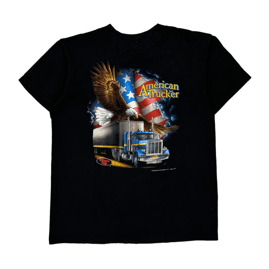 American Trucker Wolverine Single Stitch T-Shirt - Medium Black Cotton