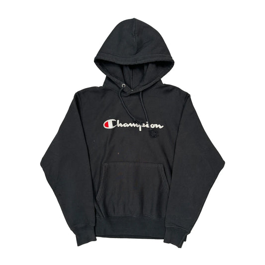 Reverse Weave Champion Spellout Hoodie - Medium Black Cotton