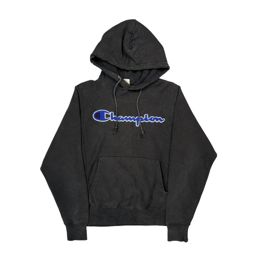 Reverse Weave Champion Spellout Hoodie - Small Black Cotton