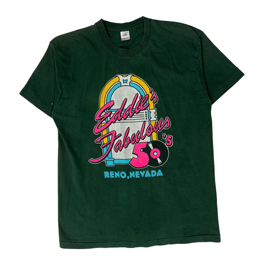 Eddies Fabulous 50'S Fruit Of The Loom Graphic T-Shirt - XL Green Cotton