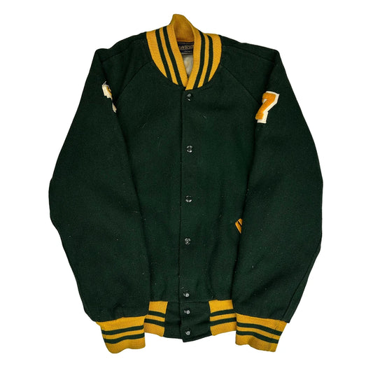 1987 Vikings Unbranded College Varsity Jacket - Medium Green Wool