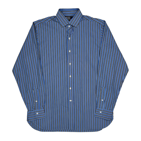 Vintage Polo By Ralph Lauren Striped Shirt - Large Blue Cotton