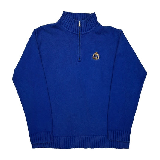 Ralph Lauren Petite 1/4 Zip - Medium Blue Cotton