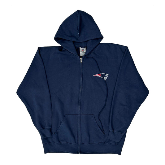 New England Patriots N.F.L. Team Apparel Graphic Hoodie - Large Navy Cotton Blend