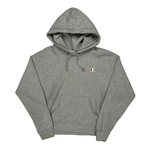 Vintage Reverse Weave Champion Hoodie - Medium Grey Cotton Blend
