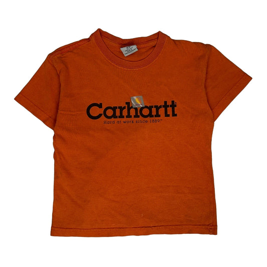 Age 3-4 Carhartt Spellout T-Shirt - XS Orange Cotton
