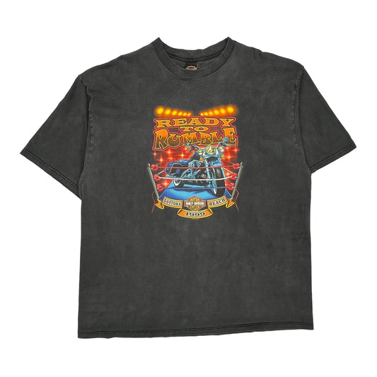 Daytona Beach Harley Davidson Graphic T-Shirt - 3XL Black Cotton
