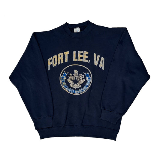 Fort Lee, Va - U.S. Army Logistics Management College Crest Jostens College Sweatshirt - Large Navy Cotton Blend