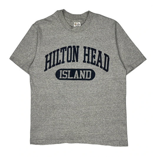 Hilton Head Island The Cotton Exchange Single Stitch T-Shirt - Large Grey Cotton Blend