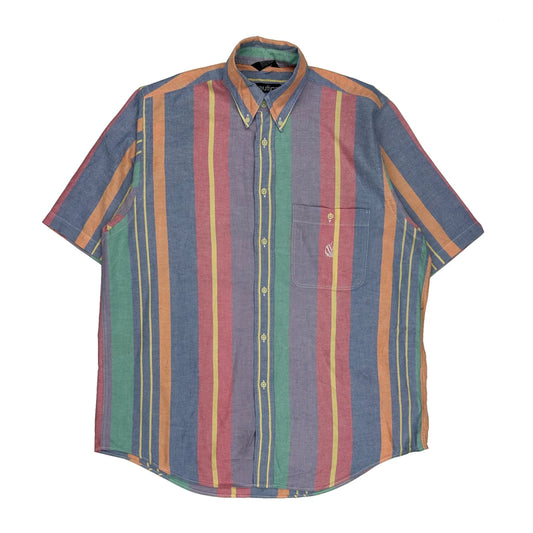 Nautica Striped Short Sleeve Shirt - Medium Multicoloured Cotton
