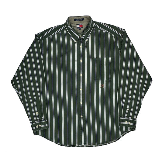Tommy Hilfiger Striped Shirt - XL Green Cotton