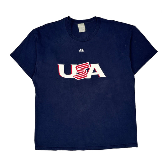 Vintage USA Majestic T-Shirt - XL Navy Cotton