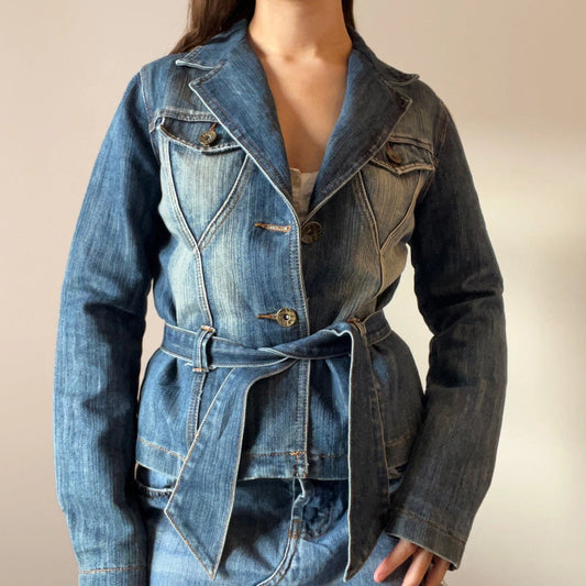 Vintage blue Sexy Girl Jeans Denim Jacket - womens medium