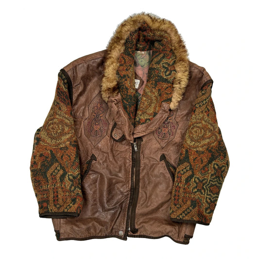 Unbranded Graphic Leather Jacket - Medium Multicoloured Leather