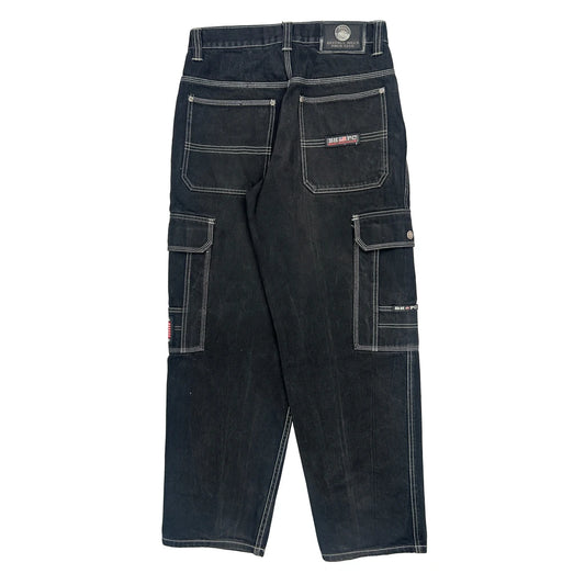 Beverly Hills Polo Club Cargo Trousers - 32W 30L Black Cotton