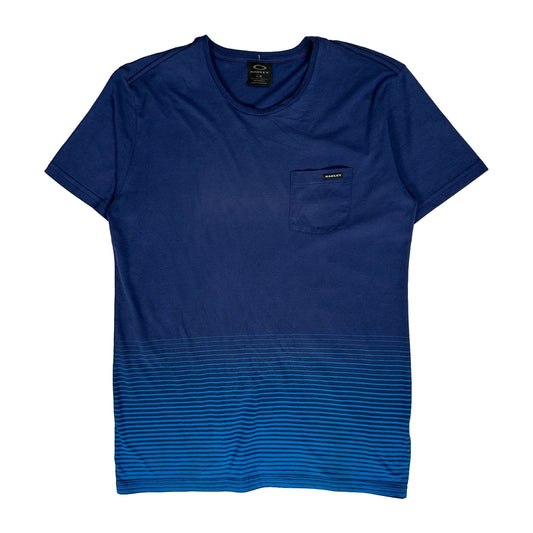 Oakley Striped T-Shirt - Large Blue Cotton