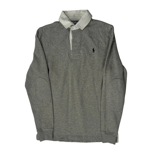 Elbow Patches Polo By Ralph Lauren Rugby Shirt - Small Grey Cotton
