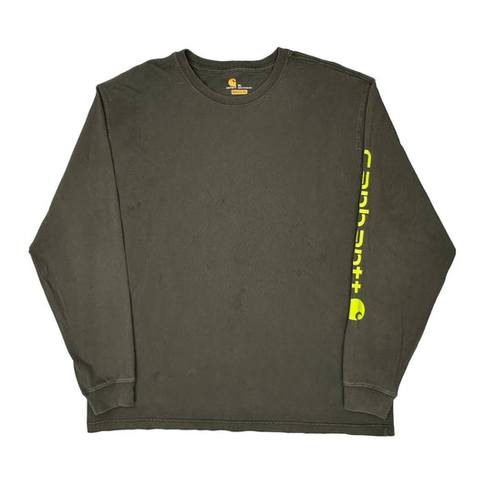 Carhartt Long Sleeve T-Shirt - XL Green Cotton