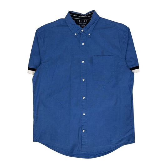 Tommy Hilfiger Striped Short Sleeve Shirt - XL Blue Cotton
