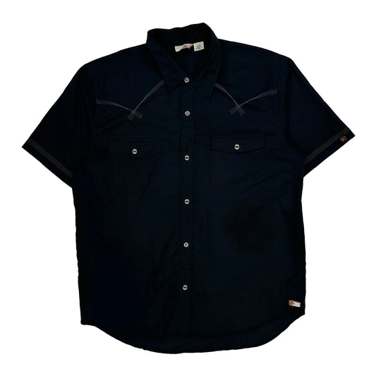 Quiksilver Short Sleeve Shirt - Large Black Cotton