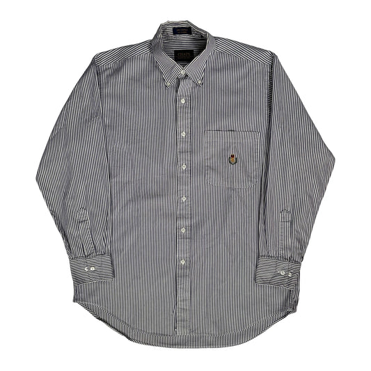 Chaps Ralph Lauren Striped Shirt - Large Blue Cotton